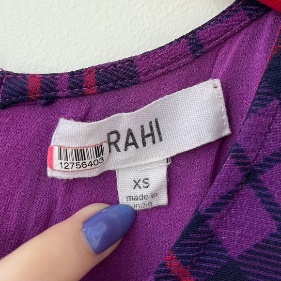 Rahi Plaid Cher Dress in Purple Green Size XS - Picture 7 of 11